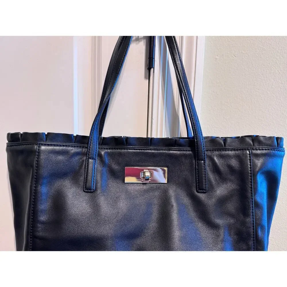 Kate Spade New York Elaina Danbury Street Black Leather Shoulder Bag Purse Soft